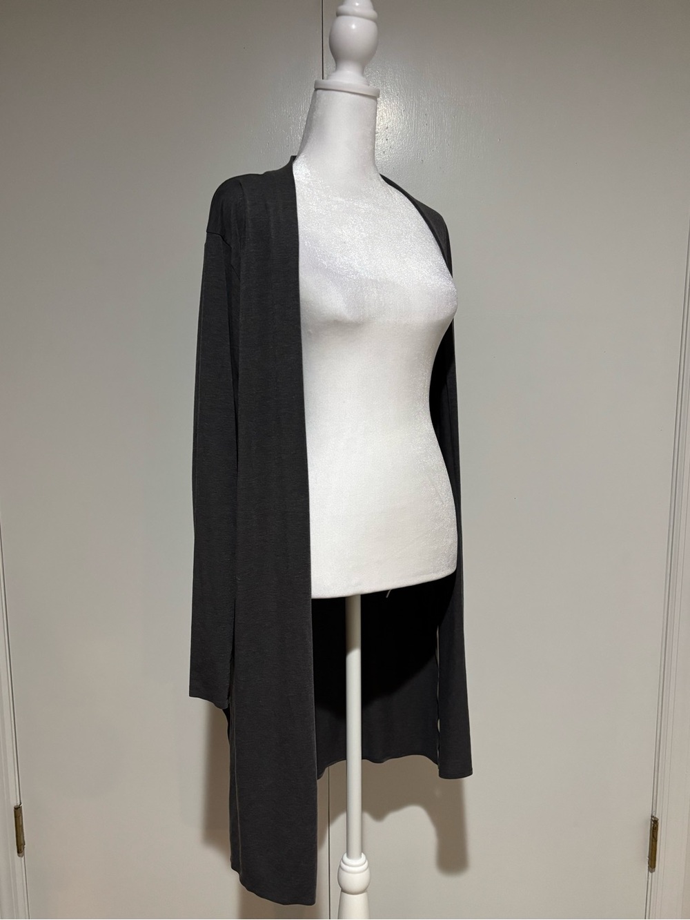 Uniqlo Airism Long Open-Front Gray Cardigan